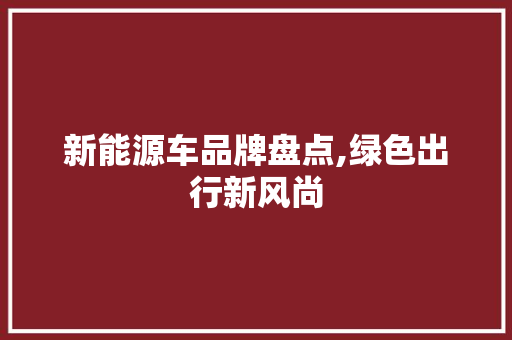 新能源车品牌盘点,绿色出行新风尚