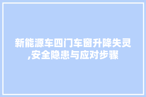 新能源车四门车窗升降失灵,安全隐患与应对步骤