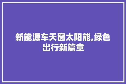 新能源车天窗太阳能,绿色出行新篇章