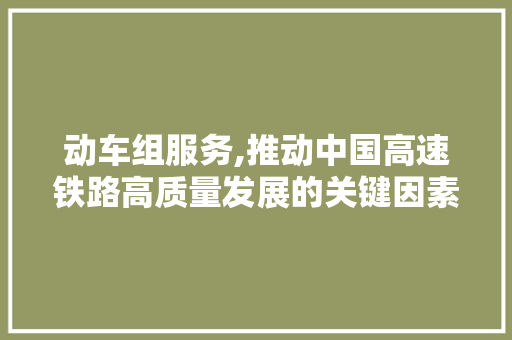 动车组服务,推动中国高速铁路高质量发展的关键因素