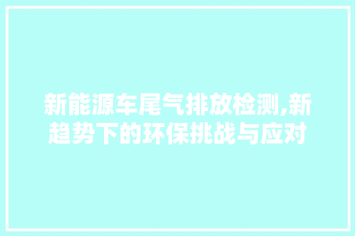 新能源车尾气排放检测,新趋势下的环保挑战与应对