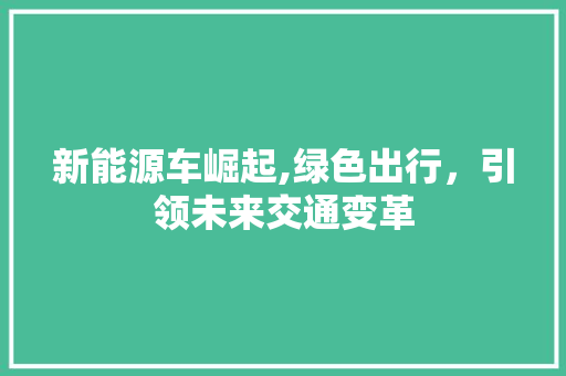 新能源车崛起,绿色出行，引领未来交通变革