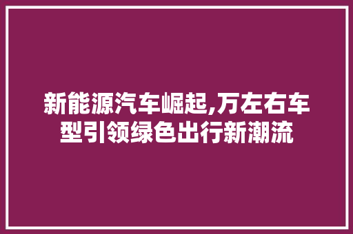 新能源汽车崛起,万左右车型引领绿色出行新潮流