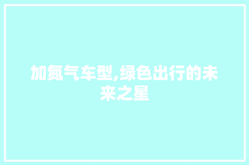 加氮气车型,绿色出行的未来之星