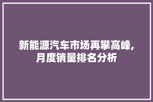 新能源汽车市场再攀高峰,月度销量排名分析