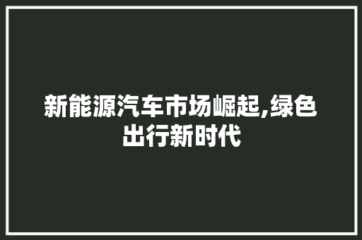 新能源汽车市场崛起,绿色出行新时代 新款车型