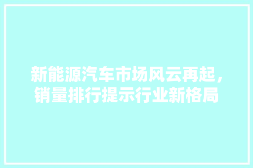 新能源汽车市场风云再起，销量排行提示行业新格局 蓄电池配件