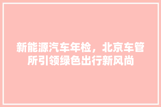新能源汽车年检，北京车管所引领绿色出行新风尚