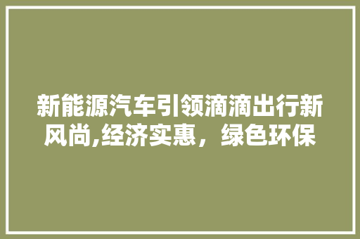 新能源汽车引领滴滴出行新风尚,经济实惠，绿色环保