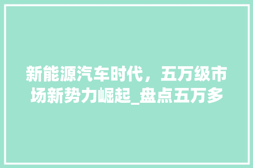 新能源汽车时代，五万级市场新势力崛起_盘点五万多的新能源车型 车灯配件