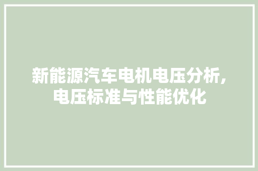 新能源汽车电机电压分析,电压标准与性能优化 车灯配件