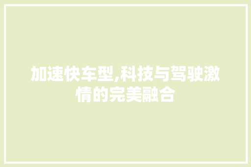 加速快车型,科技与驾驶激情的完美融合