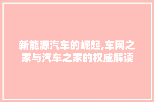 新能源汽车的崛起,车网之家与汽车之家的权威解读 蓄电池配件
