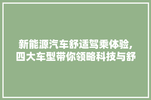 新能源汽车舒适驾乘体验,四大车型带你领略科技与舒适的完美结合 变速箱配件