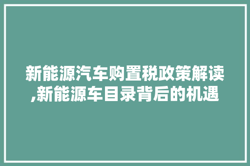 新能源汽车购置税政策解读,新能源车目录背后的机遇与挑战