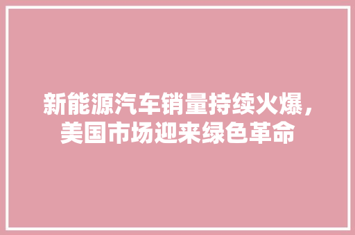 新能源汽车销量持续火爆，美国市场迎来绿色革命 汽车配件