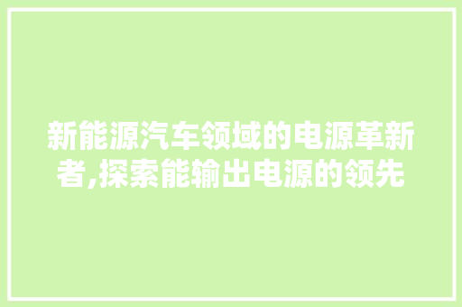 新能源汽车领域的电源革新者,探索能输出电源的领先品牌 底盘配件
