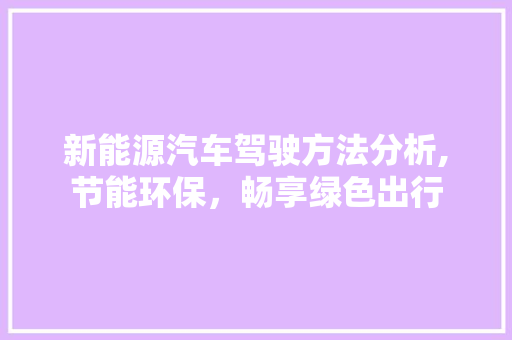 新能源汽车驾驶方法分析,节能环保，畅享绿色出行