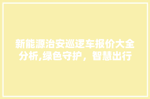 新能源治安巡逻车报价大全分析,绿色守护，智慧出行