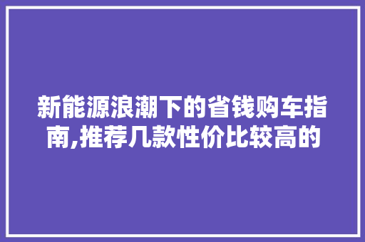 新能源浪潮下的省钱购车指南,推荐几款性价比较高的车型