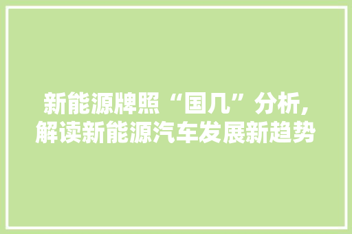 新能源牌照“国几”分析,解读新能源汽车发展新趋势