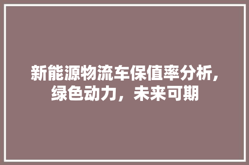 新能源物流车保值率分析,绿色动力，未来可期