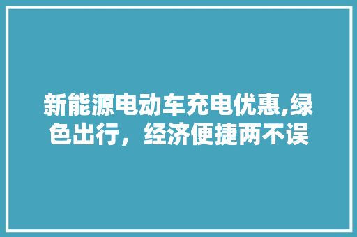 新能源电动车充电优惠,绿色出行，经济便捷两不误