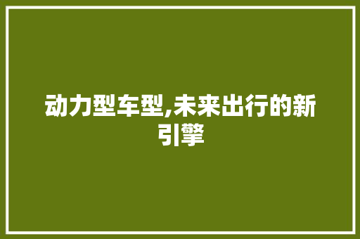 动力型车型,未来出行的新引擎