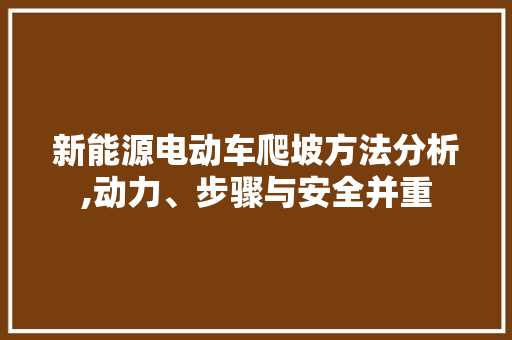 新能源电动车爬坡方法分析,动力、步骤与安全并重