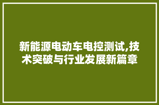 新能源电动车电控测试,技术突破与行业发展新篇章