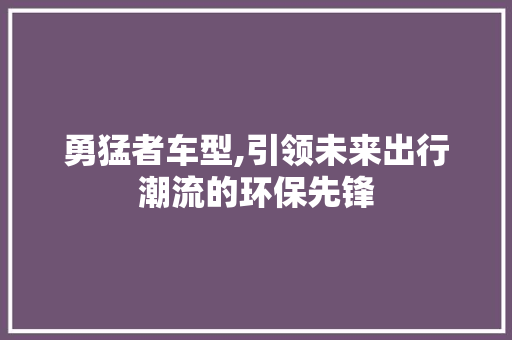 勇猛者车型,引领未来出行潮流的环保先锋