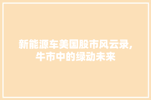 新能源车美国股市风云录,牛市中的绿动未来