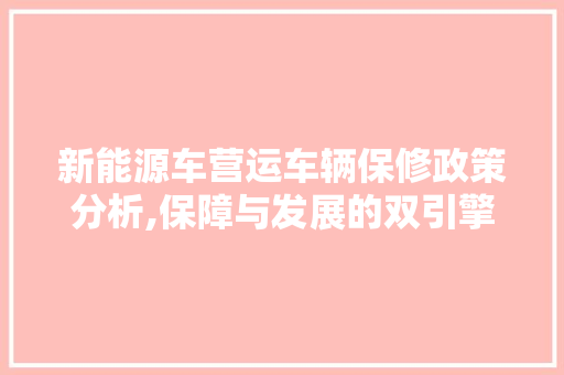 新能源车营运车辆保修政策分析,保障与发展的双引擎