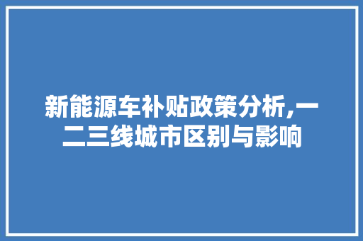 新能源车补贴政策分析,一二三线城市区别与影响