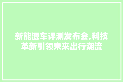 新能源车评测发布会,科技革新引领未来出行潮流