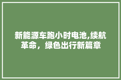 新能源车跑小时电池,续航革命，绿色出行新篇章