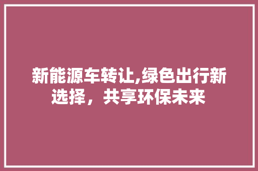 新能源车转让,绿色出行新选择，共享环保未来 发动机配件