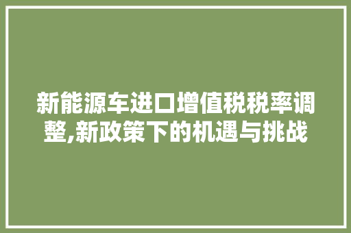 新能源车进口增值税税率调整,新政策下的机遇与挑战