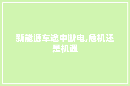 新能源车途中断电,危机还是机遇