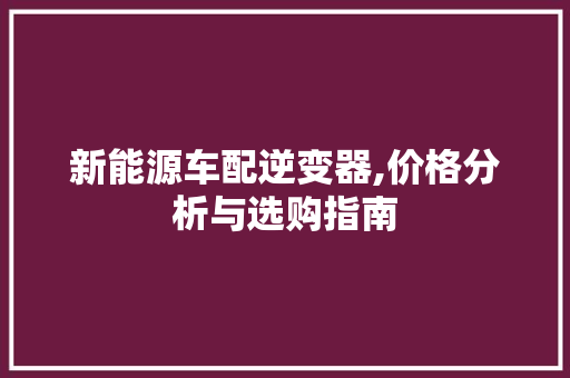 新能源车配逆变器,价格分析与选购指南