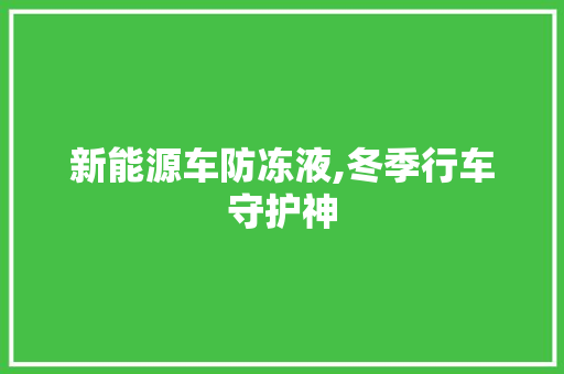 新能源车防冻液,冬季行车守护神