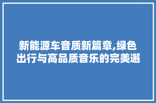 新能源车音质新篇章,绿色出行与高品质音乐的完美邂逅