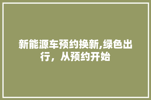 新能源车预约换新,绿色出行，从预约开始