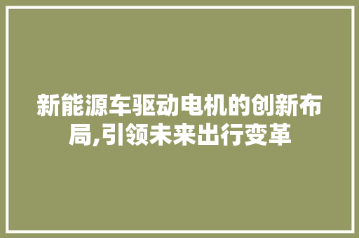 新能源车驱动电机的创新布局,引领未来出行变革