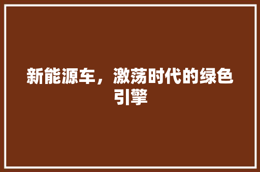 新能源车，激荡时代的绿色引擎