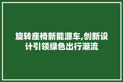 旋转座椅新能源车,创新设计引领绿色出行潮流