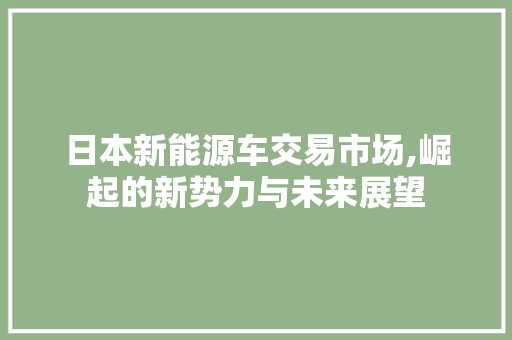 日本新能源车交易市场,崛起的新势力与未来展望