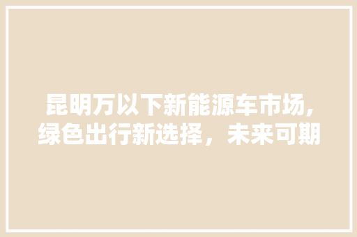 昆明万以下新能源车市场,绿色出行新选择，未来可期