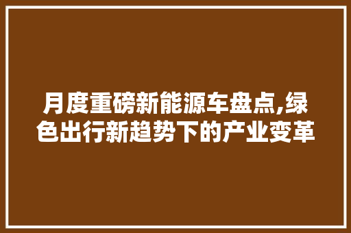 月度重磅新能源车盘点,绿色出行新趋势下的产业变革