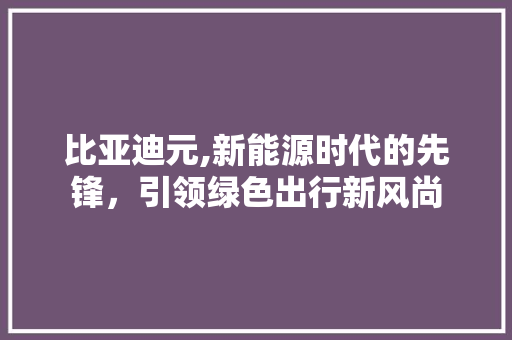 比亚迪元,新能源时代的先锋，引领绿色出行新风尚